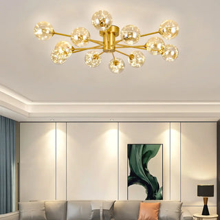 ZOWALA - Large Gold Bubble Semi-Flush Mount Light 12-Light Image - 2