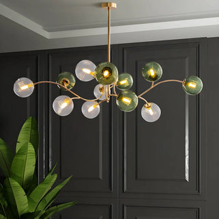 ZOWALA - Green Glass Ball Living Room Downrod Sputnik Chandelier Image - 1