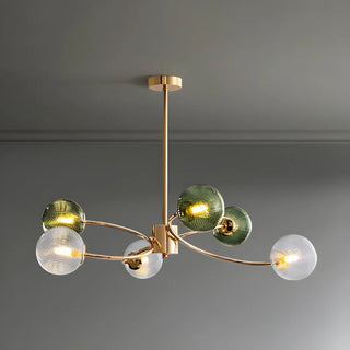ZOWALA - Green Glass Ball Living Room Downrod Sputnik Chandelier Image - 11
