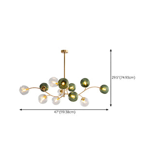 ZOWALA - Green Glass Ball Living Room Downrod Sputnik Chandelier Image - 16
