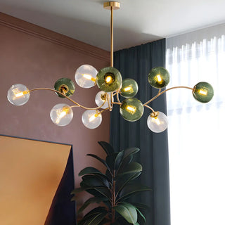 ZOWALA - Green Glass Ball Living Room Downrod Sputnik Chandelier Image - 6