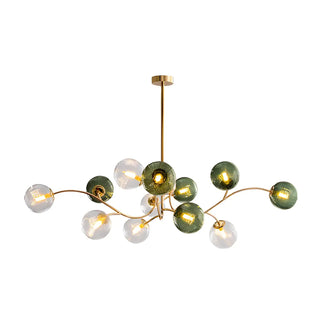 ZOWALA - Green Glass Ball Living Room Downrod Sputnik Chandelier Image - 8