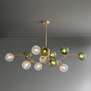 ZOWALA - Green Glass Ball Living Room Downrod Sputnik Chandelier Image - 9