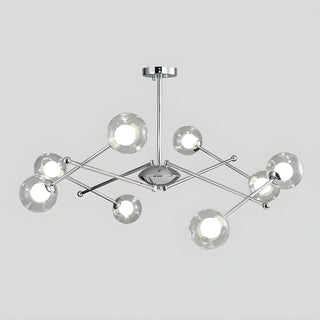 Clear Glass Ball Large Silver Living Room Sputnik Chandelier Image - 4