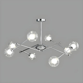 Clear Glass Ball Large Silver Living Room Sputnik Chandelier Image - 5