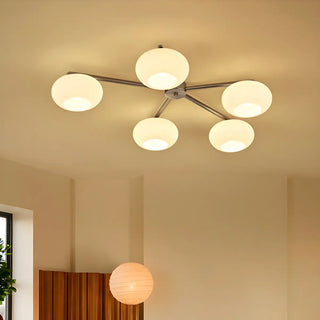ZOWALA - Large Sputnik White Glass Semi-Flush Mount Lamp 5-Light Image - 1
