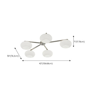 ZOWALA - Large Sputnik White Glass Semi-Flush Mount Lamp 5-Light Image - 14