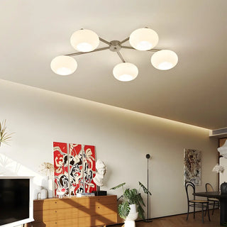 ZOWALA - Large Sputnik White Glass Semi-Flush Mount Lamp 5-Light Image - 2
