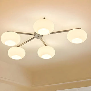 ZOWALA - Large Sputnik White Glass Semi-Flush Mount Lamp 5-Light Image - 3