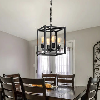 Industrial 4-Light Chandelier for Dining Room