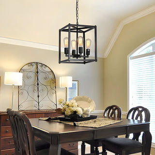 ZOWALA - Square Industrial 4-Light Suspension Chandelier Image - 2