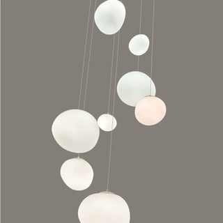ZOWALA - Modern Stairwell White Globe Cluster Pendant Light Image - 13