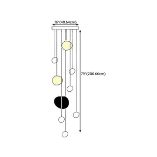 ZOWALA - Modern Stairwell White Globe Cluster Pendant Light Image - 18