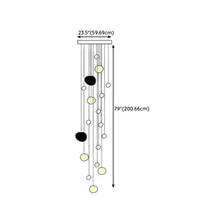 ZOWALA - Modern Stairwell White Globe Cluster Pendant Light Image - 20