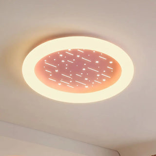 Dreamy Pink Round Starry LED Flush Mount Ceiling Light Zawala Image - 1