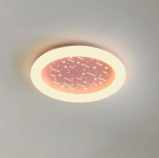Dreamy Pink Round Starry LED Flush Mount Ceiling Light Zawala Image - 3