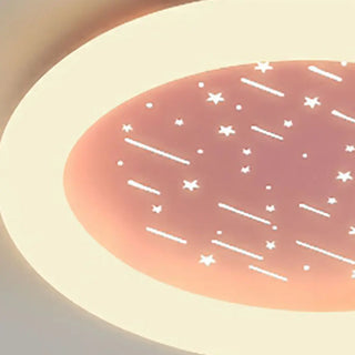 Dreamy Pink Round Starry LED Flush Mount Ceiling Light Zawala Image - 7