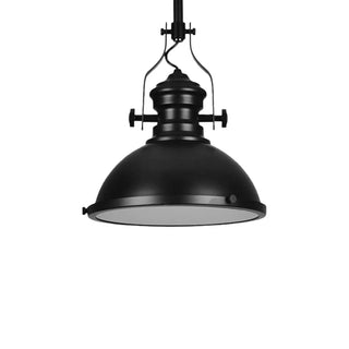 Industrial Black Dome Metal Downrods Pendant Light Image - 4