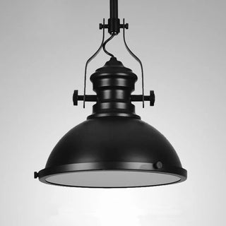 Industrial Black Dome Metal Downrods Pendant Light Image - 5