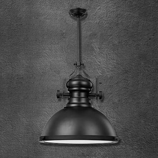 Industrial Black Dome Metal Downrods Pendant Light Image - 7