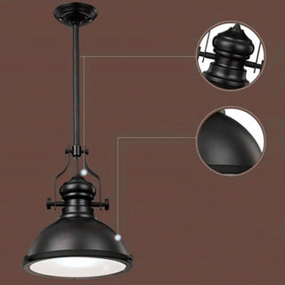 Industrial Black Dome Metal Downrods Pendant Light Image - 8