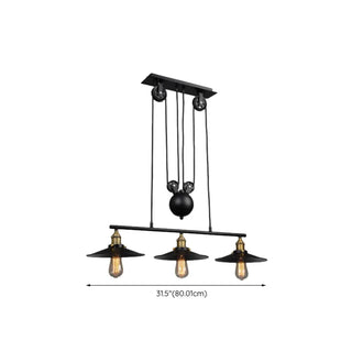 ZOWALA - Industrial 3-Light Pulley Cone Island Hanging Light #size