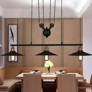 ZOWALA - Industrial 3-Light Pulley Cone Island Hanging Light Image - 3
