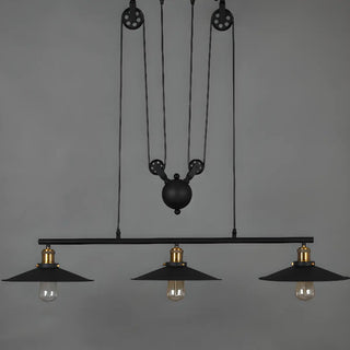 ZOWALA - Industrial 3-Light Pulley Cone Island Hanging Light Image - 4