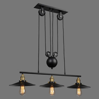 ZOWALA - Industrial 3-Light Pulley Cone Island Hanging Light Image - 5