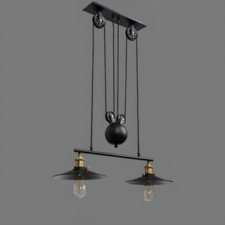 ZOWALA - Industrial 3-Light Pulley Cone Island Hanging Light Image - 6