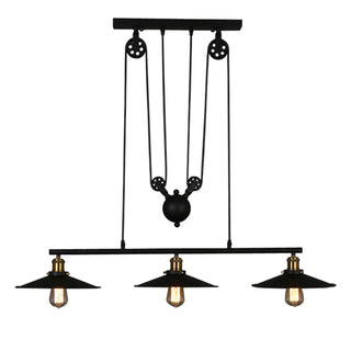 ZOWALA - Industrial 3-Light Pulley Cone Island Hanging Light Image - 7