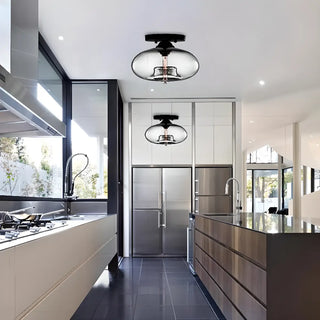 ZOWALA - Steampunk Glass Semi-Flush Mount Light Image - 1