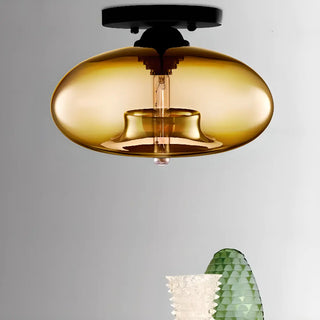 ZOWALA - Steampunk Glass Semi-Flush Mount Light Image - 11