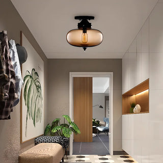 ZOWALA - Steampunk Glass Semi-Flush Mount Light Image - 2