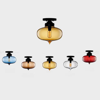 ZOWALA - Steampunk Glass Semi-Flush Mount Light Image - 7