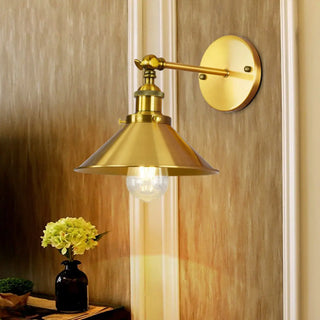 Antique Gold Cone Metal LED Wall Light Fixture Zawala Image - 1