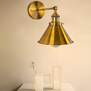 Antique Gold Cone Metal LED Wall Light Fixture Zawala Image - 2