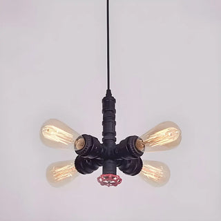 ZOWALA - Steampunk Pipe 4-Light Metal Bronze Edison Bulb Chandelier Image - 2
