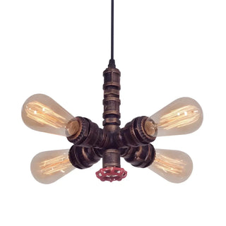 ZOWALA - Steampunk Pipe 4-Light Metal Bronze Edison Bulb Chandelier Image - 4