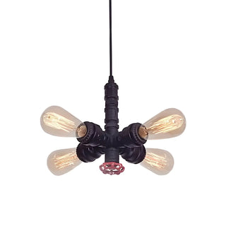 ZOWALA - Steampunk Pipe 4-Light Metal Bronze Edison Bulb Chandelier Image - 5