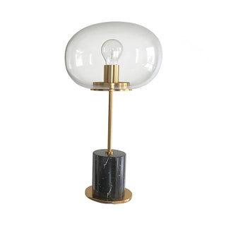Minimalist White Clear Globe Glass Brass Table Lamp Zawala Image - 10