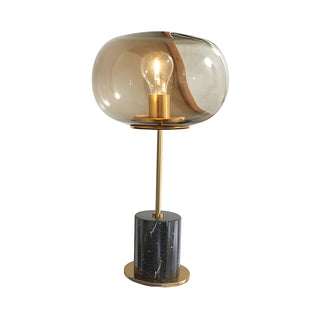 Minimalist White Clear Globe Glass Brass Table Lamp Zawala Image - 11