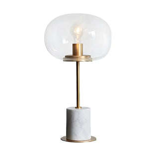 Minimalist White Clear Globe Glass Brass Table Lamp Zawala Image - 12