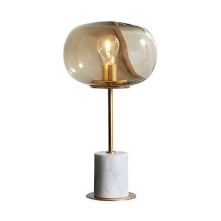 Minimalist White Clear Globe Glass Brass Table Lamp Zawala Image - 13