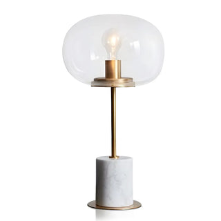 Minimalist White Clear Globe Glass Brass Table Lamp Zawala Image - 14