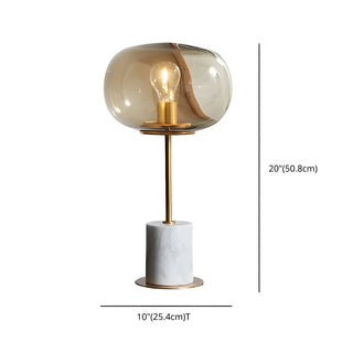 Minimalist White Clear Globe Glass Brass Table Lamp Zawala #size