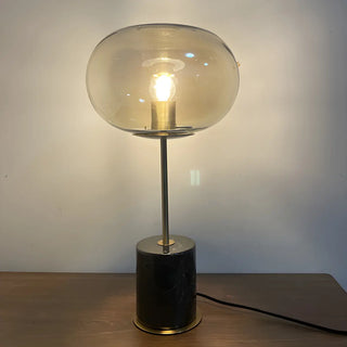 Minimalist White Clear Globe Glass Brass Table Lamp Zawala Image - 4