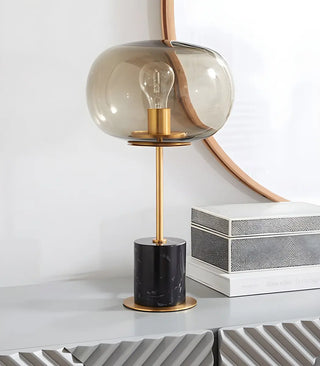Minimalist White Clear Globe Glass Brass Table Lamp Zawala Image - 6