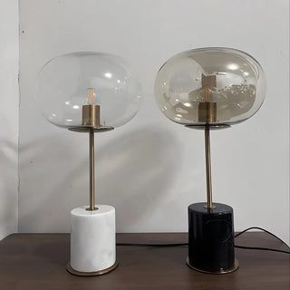 Minimalist White Clear Globe Glass Brass Table Lamp Zawala Image - 7