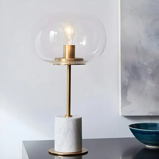Minimalist White Clear Globe Glass Brass Table Lamp Zawala Image - 8